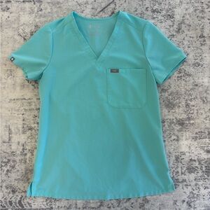 Figs Aqua 1 Pocket Scrub Top